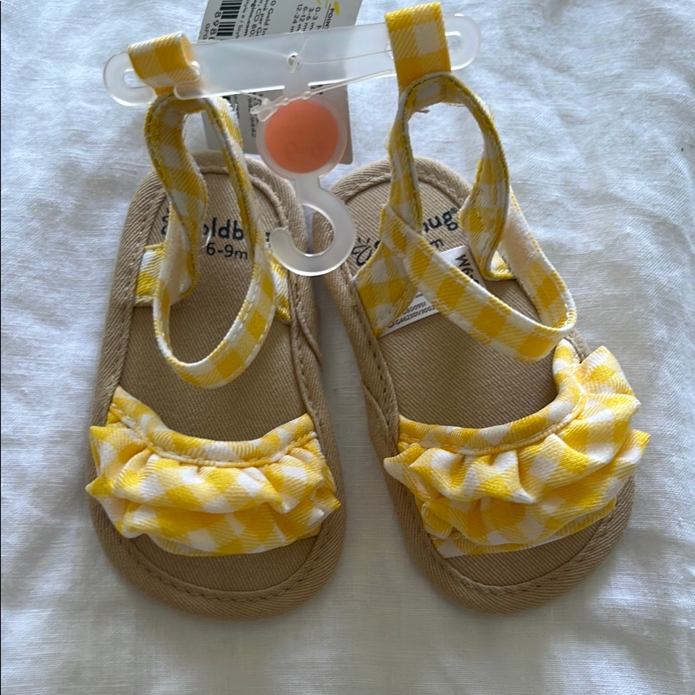 Yellow Checkered Baby Sandals